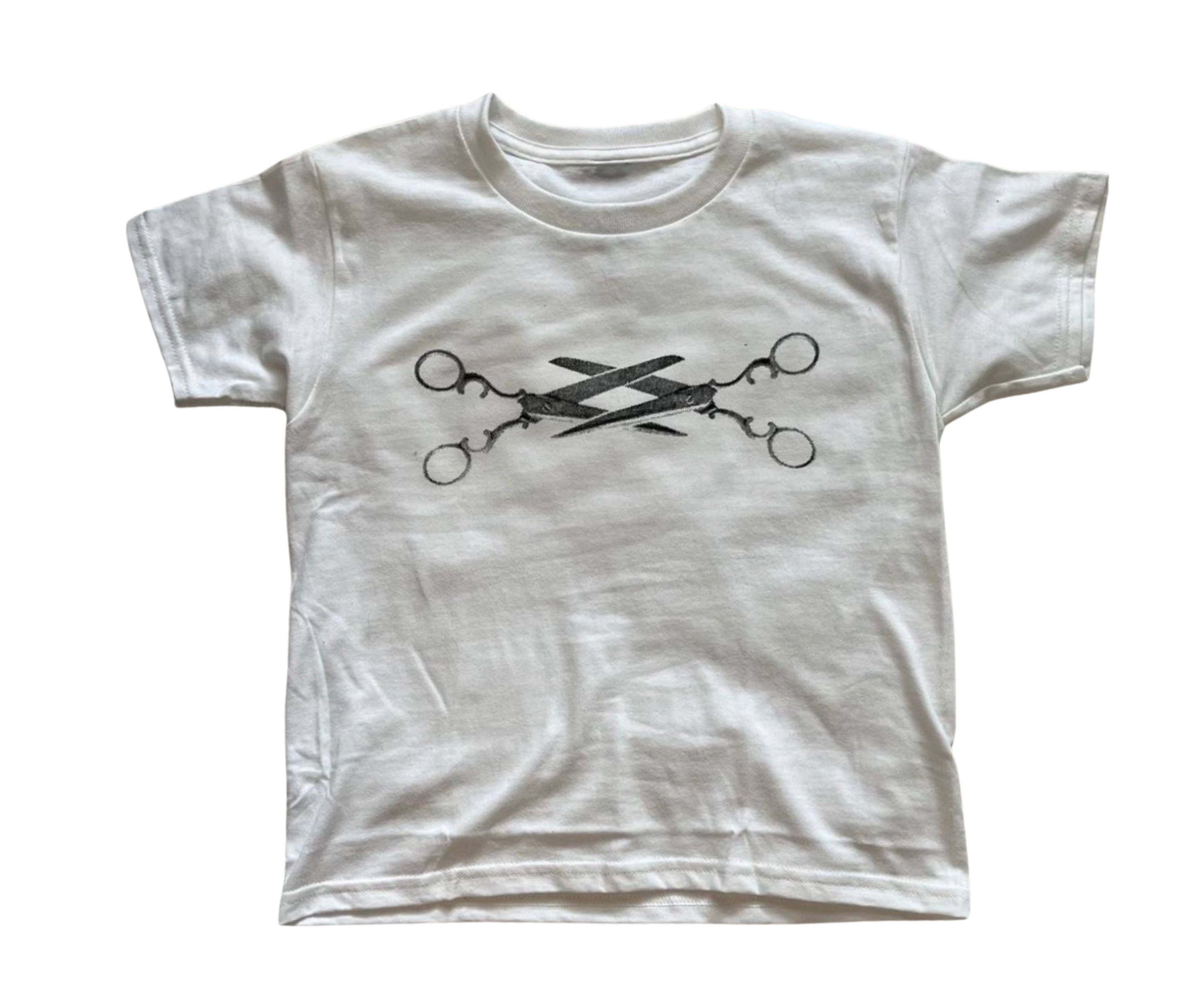 White Scissor Graphic Baby Tee | Double Stitch Cotton