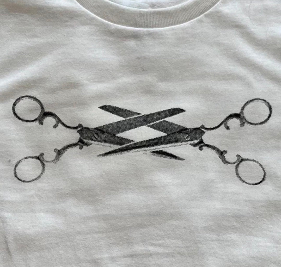 White Scissor Graphic Baby Tee | Double Stitch Cotton